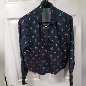 2 Piece Shorts Pj Set Rainbow XS Ombre Rare Dogs Crest Hearts